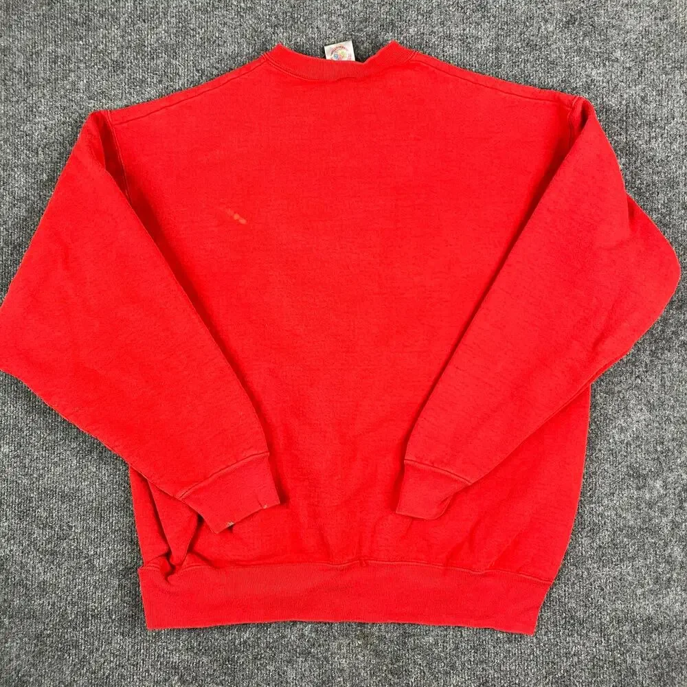 Fruit of the Loom Sweatshirt Mens Size L Red Breck-N-10 Tour Ski Graphic Vintage